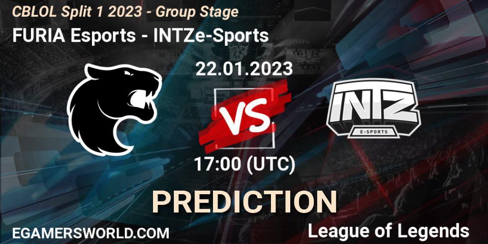 Prognoza FURIA Esports - INTZ e-Sports. 22.01.2023 at 17:15, LoL, CBLOL Split 1 2023 - Group Stage