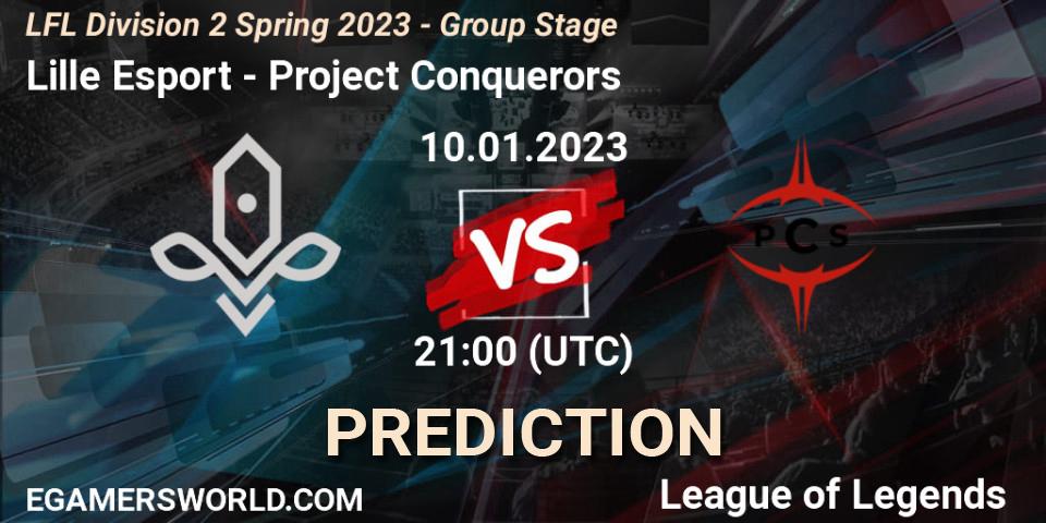 Prognoza Lille Esport - Project Conquerors. 10.01.2023 at 21:00, LoL, LFL Division 2 Spring 2023 - Group Stage