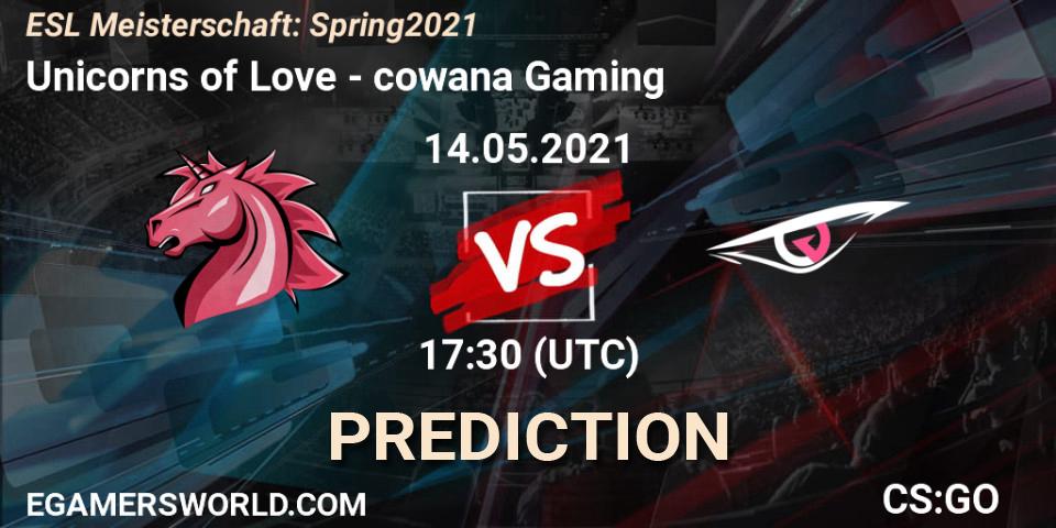 Prognoza Unicorns of Love - cowana Gaming. 14.05.2021 at 18:55, Counter-Strike (CS2), ESL Meisterschaft: Spring 2021