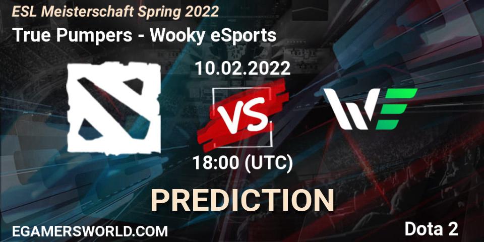 Prognoza True Pumpers - Wooky eSports. 10.02.2022 at 18:00, Dota 2, ESL Meisterschaft Spring 2022