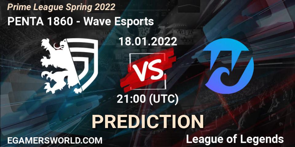 Prognoza PENTA 1860 - Wave Esports. 18.01.2022 at 21:20, LoL, Prime League Spring 2022