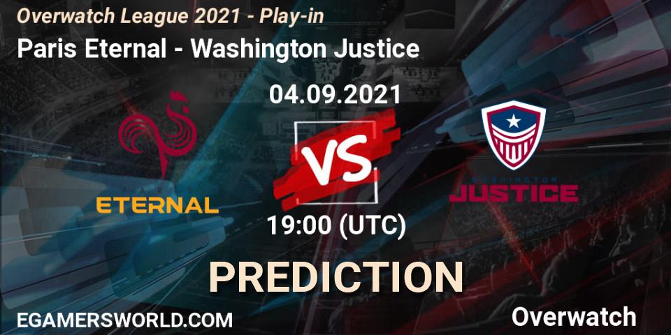 Prognoza Paris Eternal - Washington Justice. 04.09.2021 at 19:00, Overwatch, Overwatch League 2021 - Play-in
