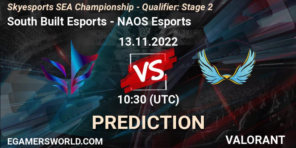 Prognoza South Built Esports - NAOS Esports. 13.11.2022 at 10:30, VALORANT, Skyesports SEA Championship - Qualifier: Stage 2
