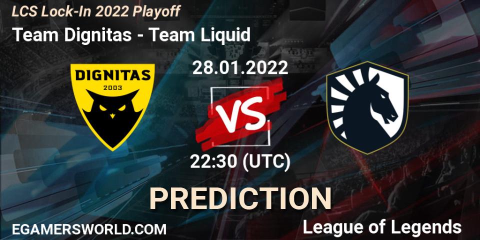 Prognoza Team Dignitas - Team Liquid. 28.01.2022 at 22:30, LoL, LCS Lock-In 2022 Playoff
