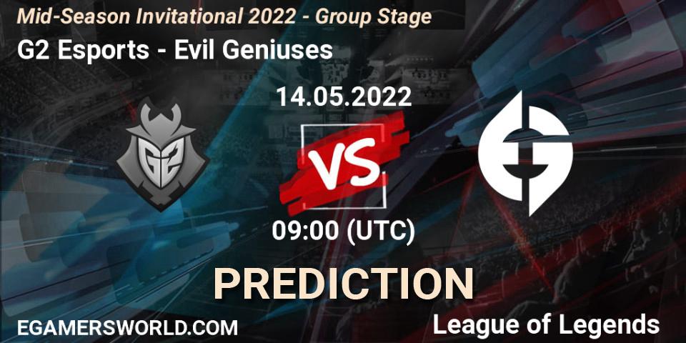 Prognoza G2 Esports - Evil Geniuses. 14.05.2022 at 09:00, LoL, Mid-Season Invitational 2022 - Group Stage