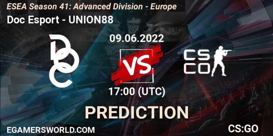 Prognoza Doc Esport - UNION88. 09.06.2022 at 17:00, Counter-Strike (CS2), ESEA Season 41: Advanced Division - Europe