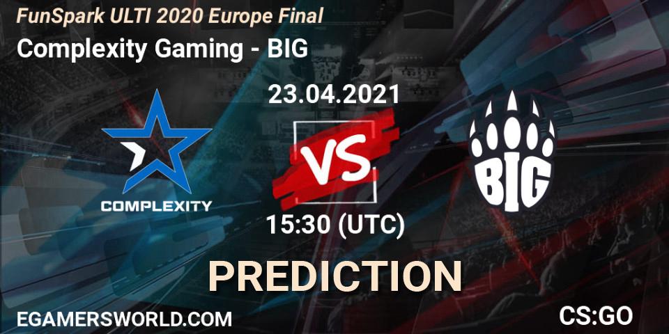 Prognoza Complexity Gaming - BIG. 23.04.21, CS2 (CS:GO), Funspark ULTI 2020 Finals