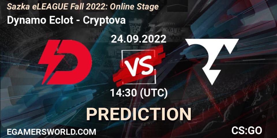 Prognoza Dynamo Eclot - Cryptova. 24.09.2022 at 14:30, Counter-Strike (CS2), Sazka eLEAGUE Fall 2022: Online Stage