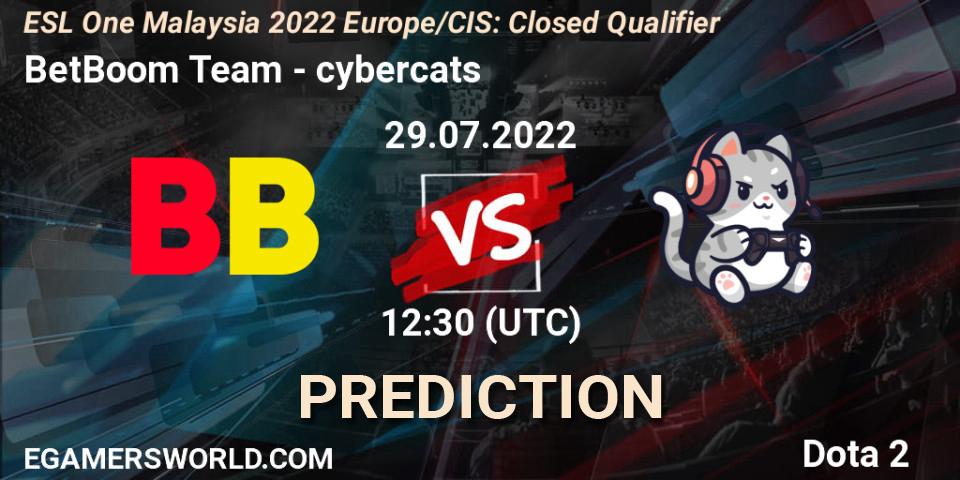 Prognoza BetBoom Team - cybercats. 29.07.2022 at 12:30, Dota 2, ESL One Malaysia 2022 Europe/CIS: Closed Qualifier