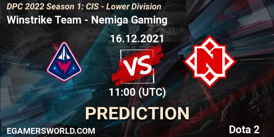 Prognoza Winstrike Team - Nemiga Gaming. 16.12.2021 at 11:04, Dota 2, DPC 2022 Season 1: CIS - Lower Division