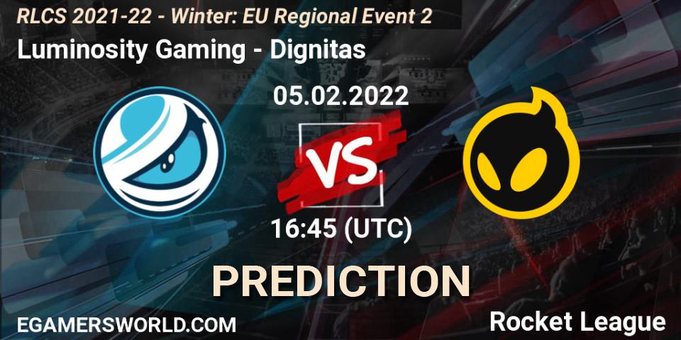 Prognoza Luminosity Gaming - Dignitas. 05.02.2022 at 16:45, Rocket League, RLCS 2021-22 - Winter: EU Regional Event 2