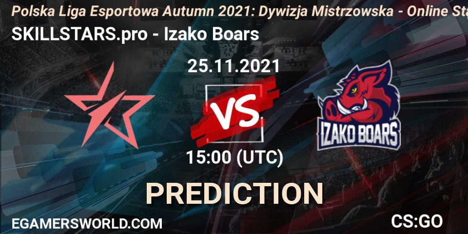 Prognoza SKILLSTARS.pro - Izako Boars. 25.11.2021 at 15:00, Counter-Strike (CS2), Polska Liga Esportowa Autumn 2021: Dywizja Mistrzowska - Online Stage