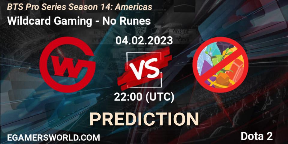 Prognoza Wildcard Gaming - No Runes. 04.02.23, Dota 2, BTS Pro Series Season 14: Americas