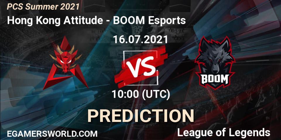 Prognoza Hong Kong Attitude - BOOM Esports. 16.07.2021 at 10:00, LoL, PCS Summer 2021
