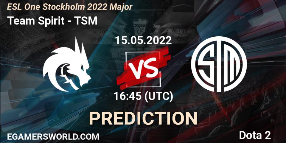 Prognoza Team Spirit - TSM. 15.05.22, Dota 2, ESL One Stockholm 2022 Major