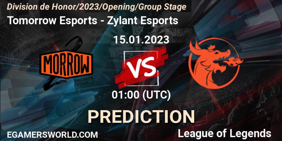 Prognoza Tomorrow Esports - Zylant Esports. 15.01.2023 at 01:00, LoL, División de Honor Opening 2023 - Group Stage