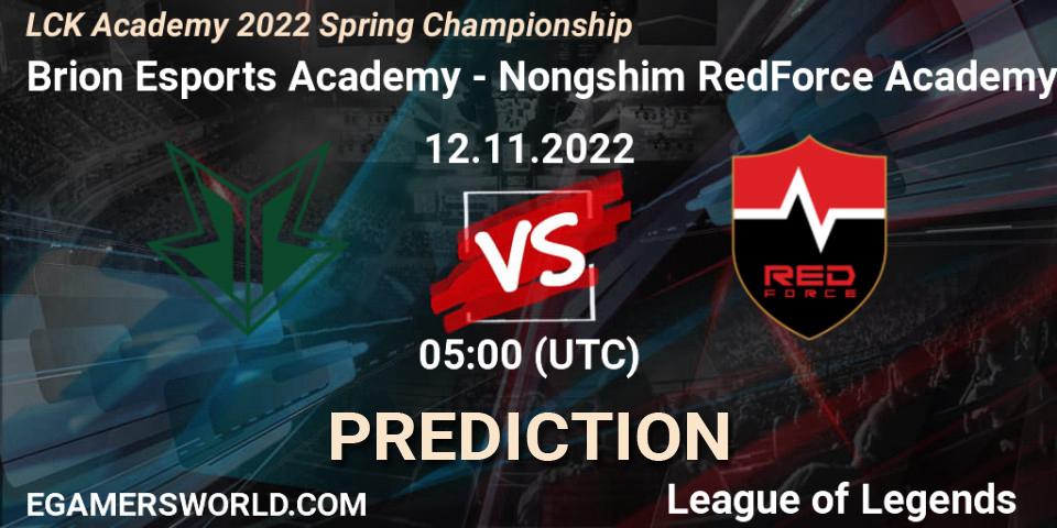 Prognoza Brion Esports Academy - Nongshim RedForce Academy. 12.11.2022 at 05:00, LoL, LCK Academy 2022 Spring Championship