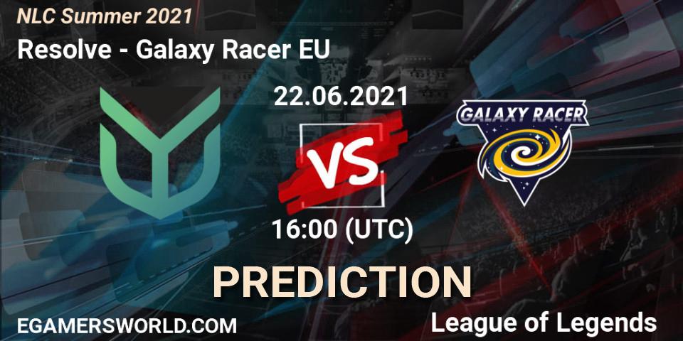 Prognoza Resolve - Galaxy Racer EU. 22.06.2021 at 16:00, LoL, NLC Summer 2021