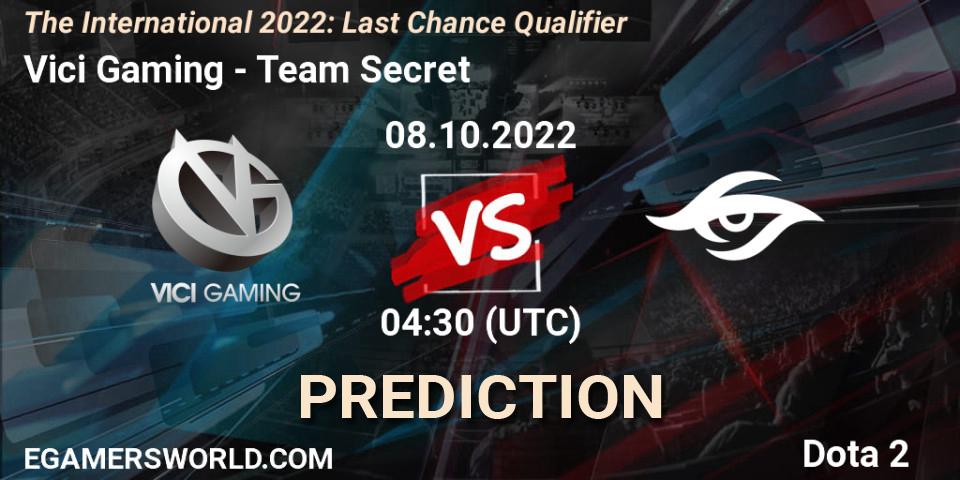 Prognoza Vici Gaming - Team Secret. 08.10.22, Dota 2, The International 2022: Last Chance Qualifier