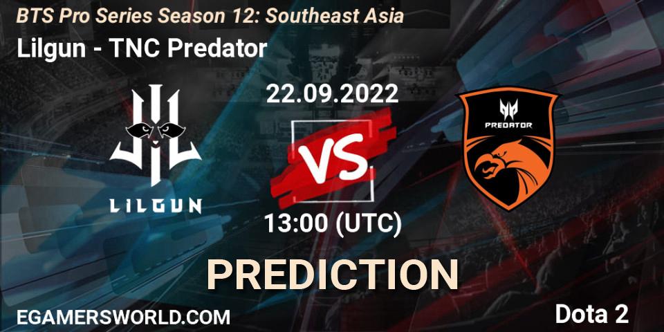 Prognoza Lilgun - TNC Predator. 22.09.2022 at 13:29, Dota 2, BTS Pro Series Season 12: Southeast Asia