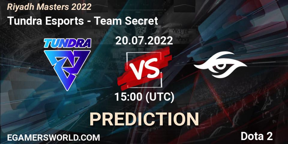 Prognoza Tundra Esports - Team Secret. 20.07.2022 at 15:32, Dota 2, Riyadh Masters 2022