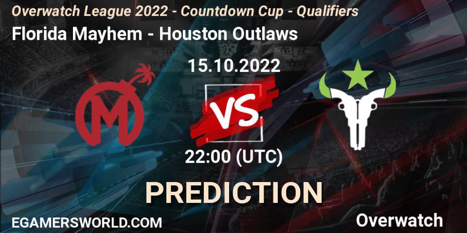 Prognoza Florida Mayhem - Houston Outlaws. 15.10.2022 at 22:30, Overwatch, Overwatch League 2022 - Countdown Cup - Qualifiers