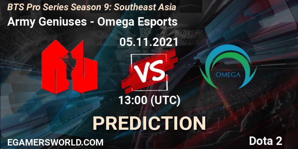 Prognoza Army Geniuses - Omega Esports. 05.11.2021 at 13:49, Dota 2, BTS Pro Series Season 9: Southeast Asia