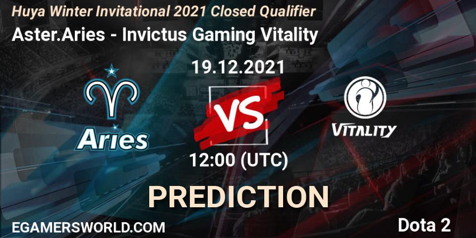 Prognoza Aster.Aries - Invictus Gaming Vitality. 19.12.2021 at 12:00, Dota 2, Huya Winter Invitational 2021 Closed Qualifier