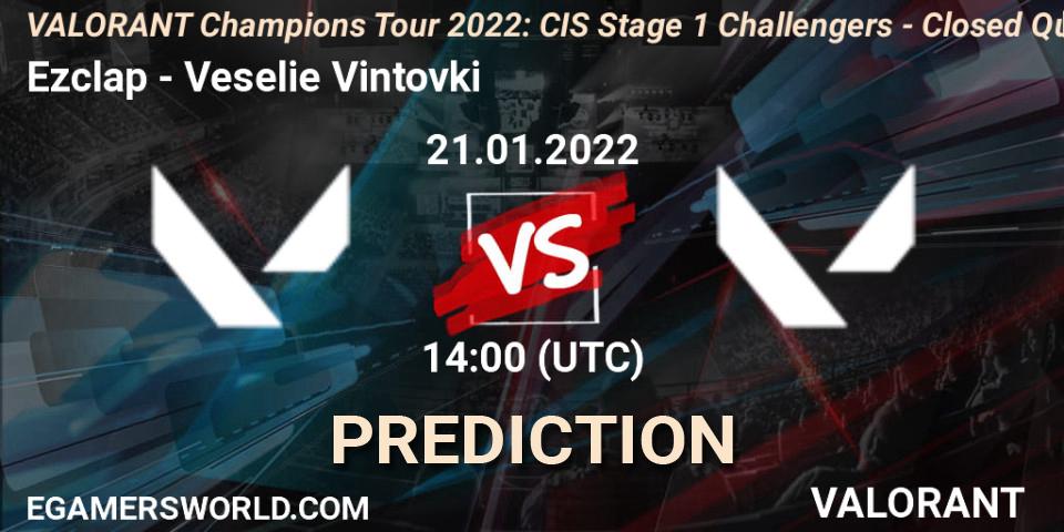 Prognoza Ezclap - Veselie Vintovki. 21.01.2022 at 14:00, VALORANT, VCT 2022: CIS Stage 1 Challengers - Closed Qualifier 2