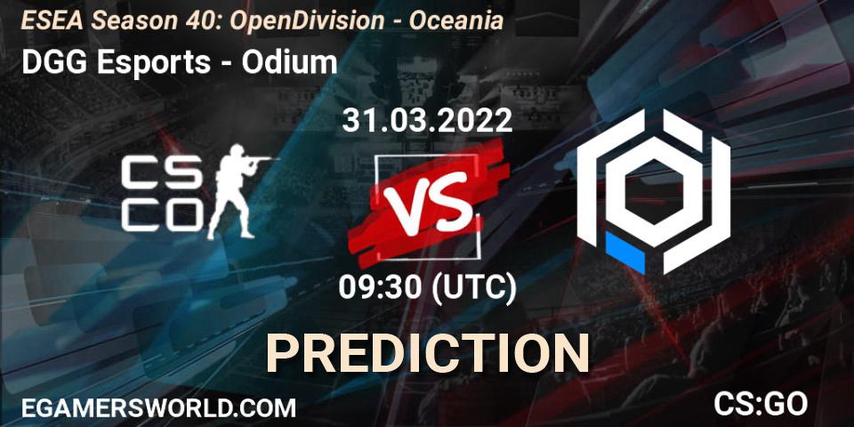 Prognoza DGG Esports - Odium. 31.03.2022 at 09:30, Counter-Strike (CS2), ESEA Season 40: Open Division - Oceania