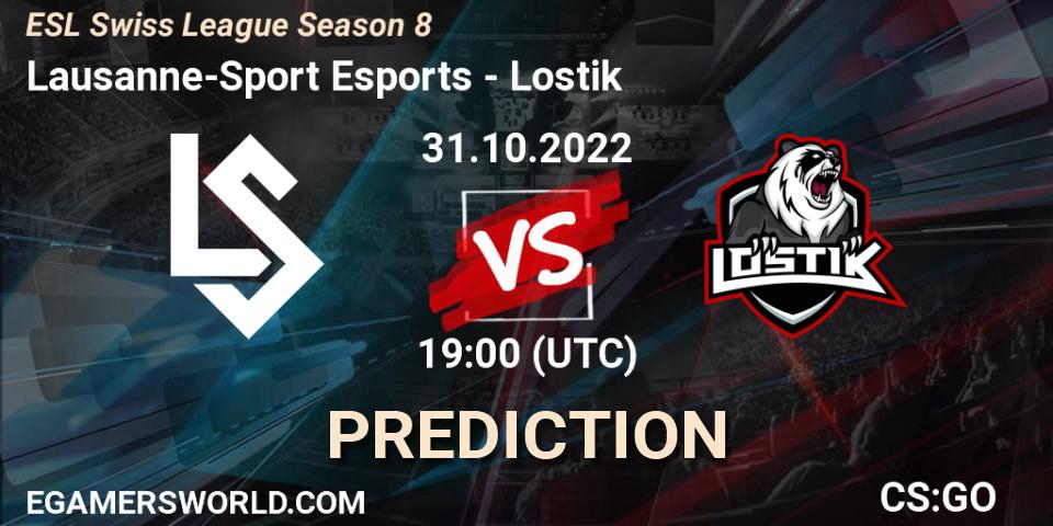 Prognoza Lausanne-Sport Esports - Lostik. 31.10.2022 at 19:00, Counter-Strike (CS2), ESL Swiss League Season 8