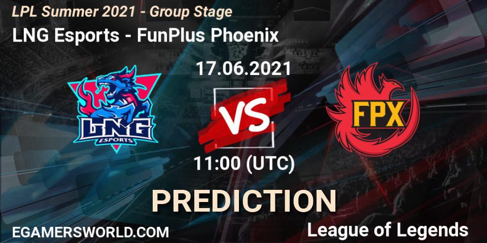 Prognoza LNG Esports - FunPlus Phoenix. 17.06.2021 at 11:00, LoL, LPL Summer 2021 - Group Stage