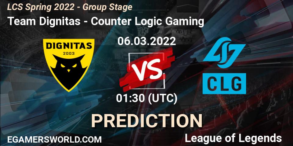 Prognoza Team Dignitas - Counter Logic Gaming. 06.03.2022 at 01:15, LoL, LCS Spring 2022 - Group Stage