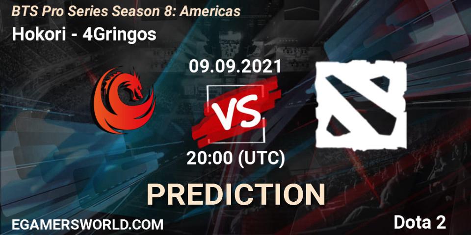 Prognoza Hokori - 4Gringos. 09.09.2021 at 20:00, Dota 2, BTS Pro Series Season 8: Americas
