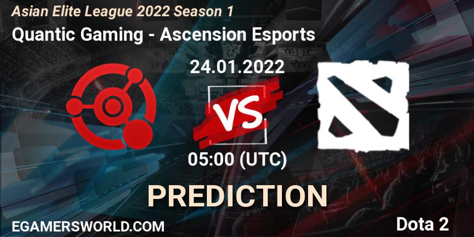 Prognoza Quantic Gaming - Ascension Esports. 24.01.2022 at 05:00, Dota 2, Asian Elite League 2022 Season 1