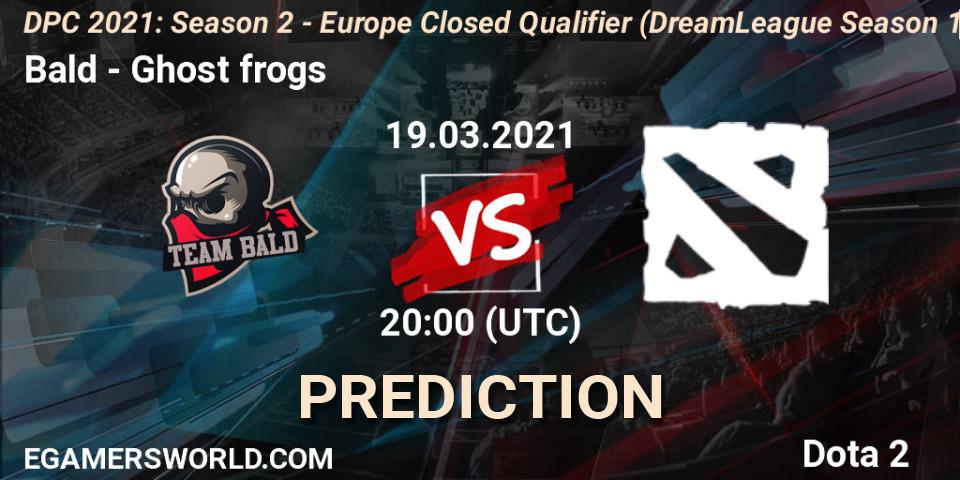 Prognoza Bald - Ghost frogs. 19.03.2021 at 20:00, Dota 2, DPC 2021: Season 2 - Europe Closed Qualifier (DreamLeague Season 15)