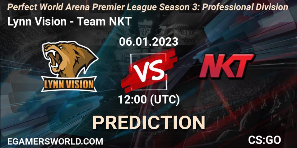 Prognoza Lynn Vision - Team NKT. 06.01.2023 at 12:00, Counter-Strike (CS2), Perfect World Arena Premier League Season 3: Professional Division