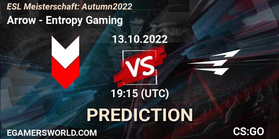 Prognoza Arrow - Entropy Gaming. 13.10.2022 at 19:15, Counter-Strike (CS2), ESL Meisterschaft: Autumn 2022