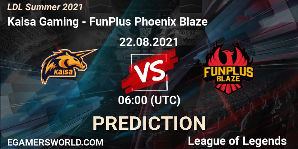 Prognoza Kaisa Gaming - FunPlus Phoenix Blaze. 22.08.2021 at 07:00, LoL, LDL Summer 2021