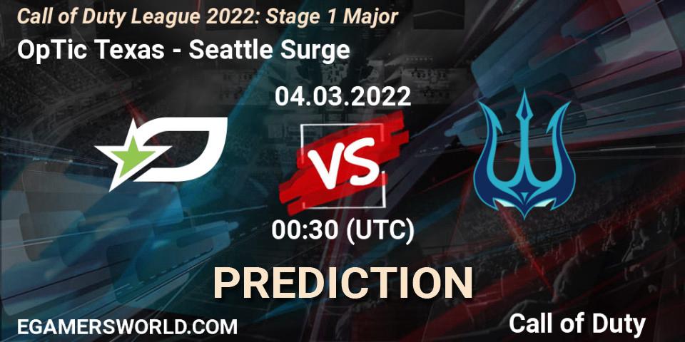 Prognoza OpTic Texas - Seattle Surge. 04.03.2022 at 00:30, Call of Duty, Call of Duty League 2022: Stage 1 Major