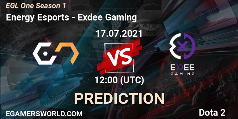 Prognoza Energy Esports - Exdee Gaming. 17.07.2021 at 12:05, Dota 2, EGL One Season 1