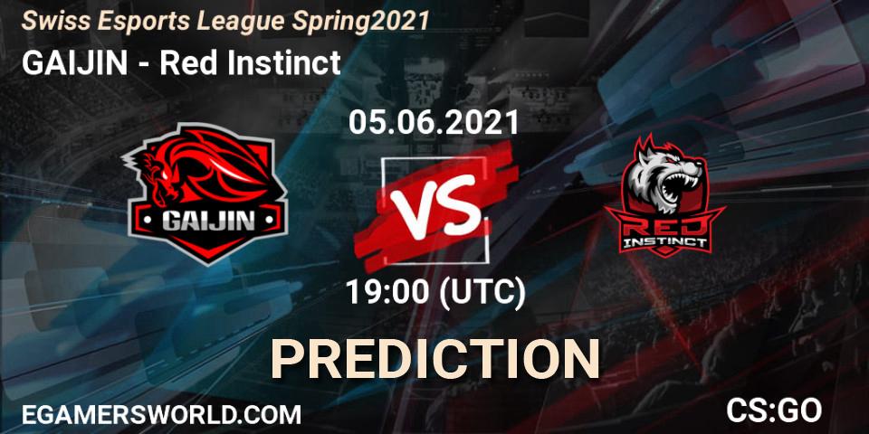 Prognoza GAIJIN - Red Instinct. 05.06.2021 at 18:30, Counter-Strike (CS2), Swiss Esports League Spring 2021