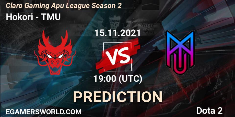 Prognoza Hokori - TMU. 15.11.2021 at 21:23, Dota 2, Claro Gaming Apu League Season 2