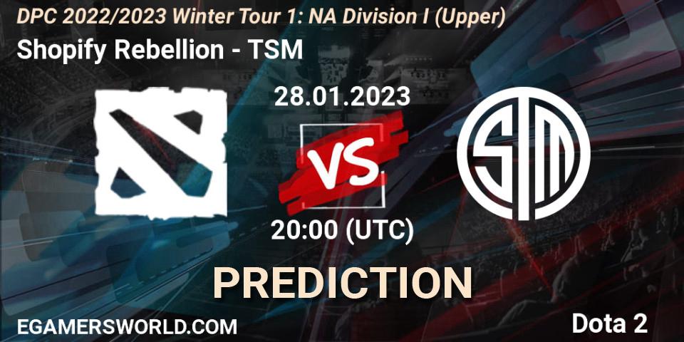 Prognoza Shopify Rebellion - TSM. 28.01.23, Dota 2, DPC 2022/2023 Winter Tour 1: NA Division I (Upper)
