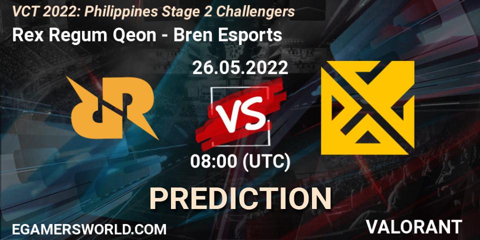 Prognoza Rex Regum Qeon - Bren Esports. 26.05.2022 at 07:10, VALORANT, VCT 2022: Philippines Stage 2 Challengers