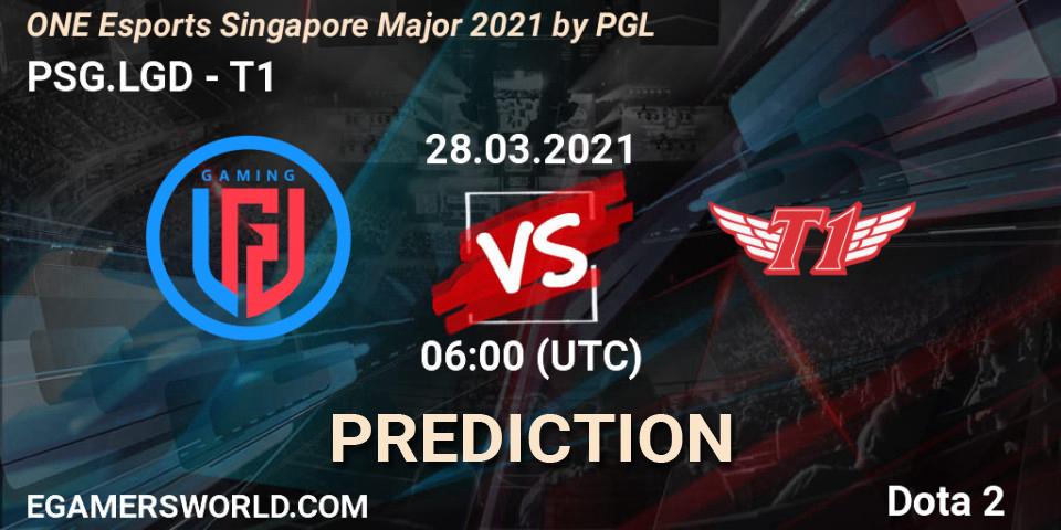 Prognoza PSG.LGD - T1. 28.03.2021 at 06:40, Dota 2, ONE Esports Singapore Major 2021