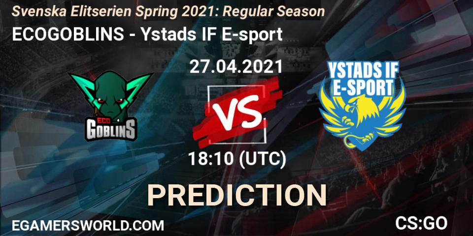 Prognoza ECOGOBLINS - Ystads IF E-sport. 27.04.2021 at 18:10, Counter-Strike (CS2), Svenska Elitserien Spring 2021: Regular Season