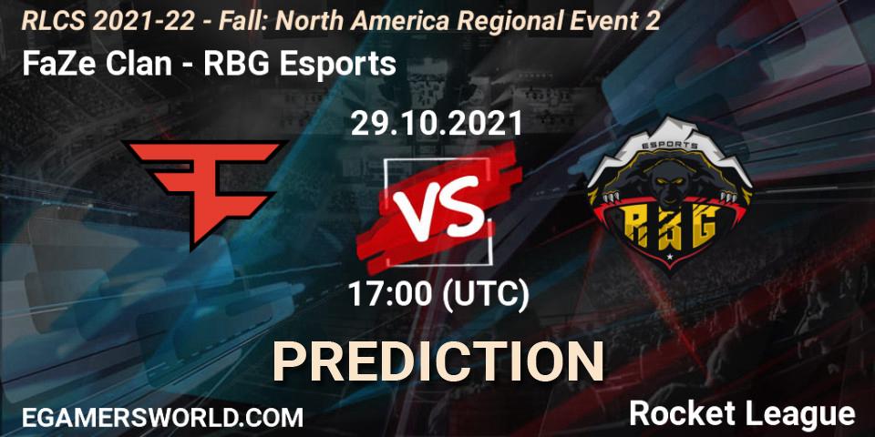 Prognoza FaZe Clan - RBG Esports. 29.10.21, Rocket League, RLCS 2021-22 - Fall: North America Regional Event 2