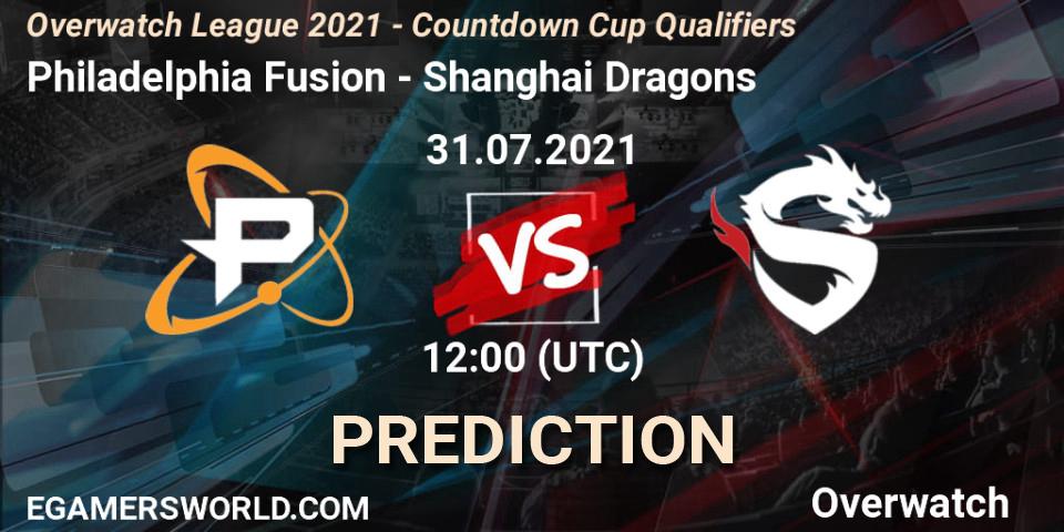 Prognoza Philadelphia Fusion - Shanghai Dragons. 31.07.2021 at 12:00, Overwatch, Overwatch League 2021 - Countdown Cup Qualifiers
