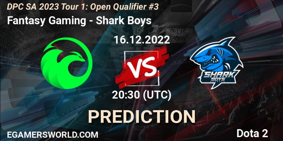 Prognoza Fantasy Gaming - Shark Boys. 16.12.2022 at 20:38, Dota 2, DPC SA 2023 Tour 1: Open Qualifier #3
